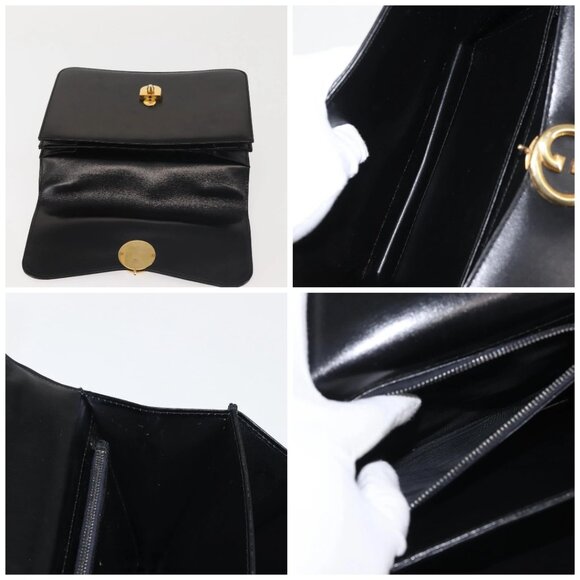 GUCCI Hand Bag Leather Black Gold Auth ep10849 - Picture 16 of 16